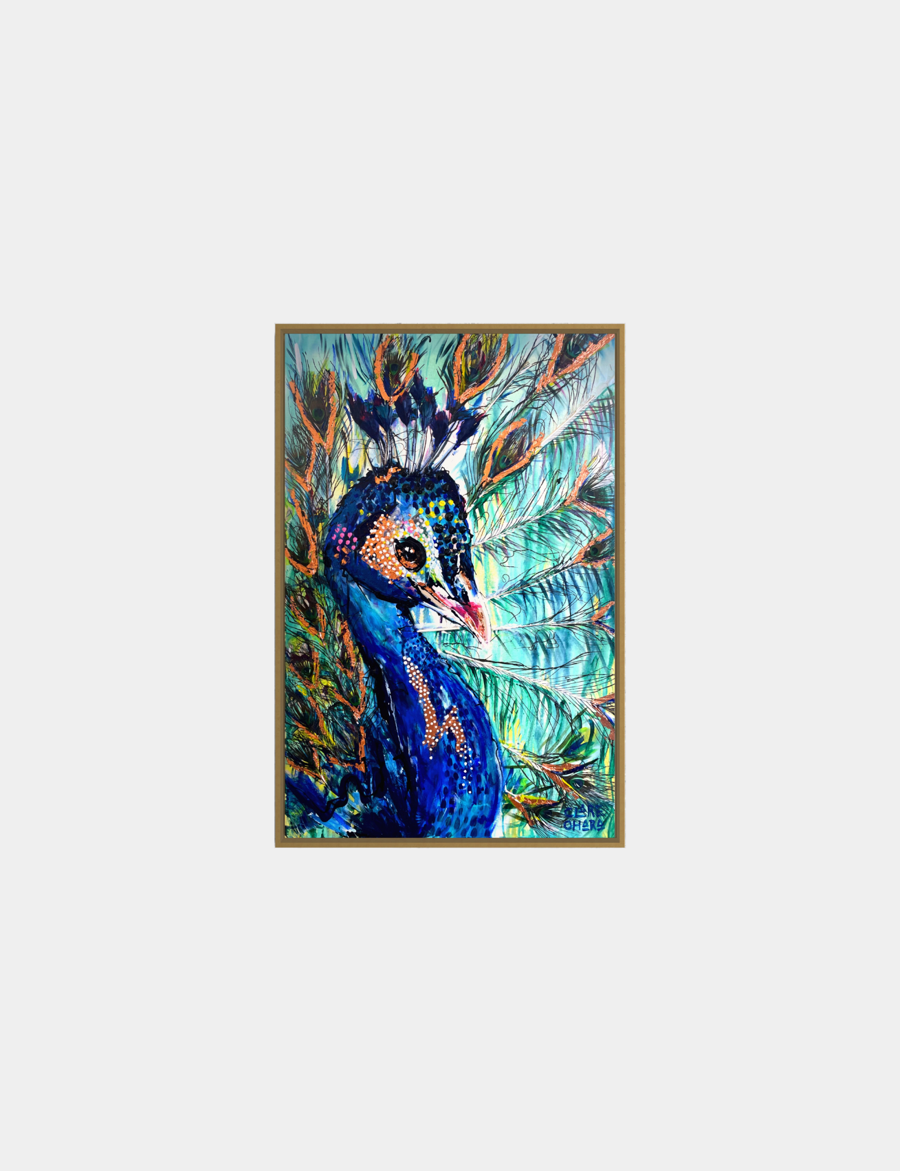 Pippa The Peacock -Clare O'Hara Australian Contemporary Artist - Art to Make You Smile