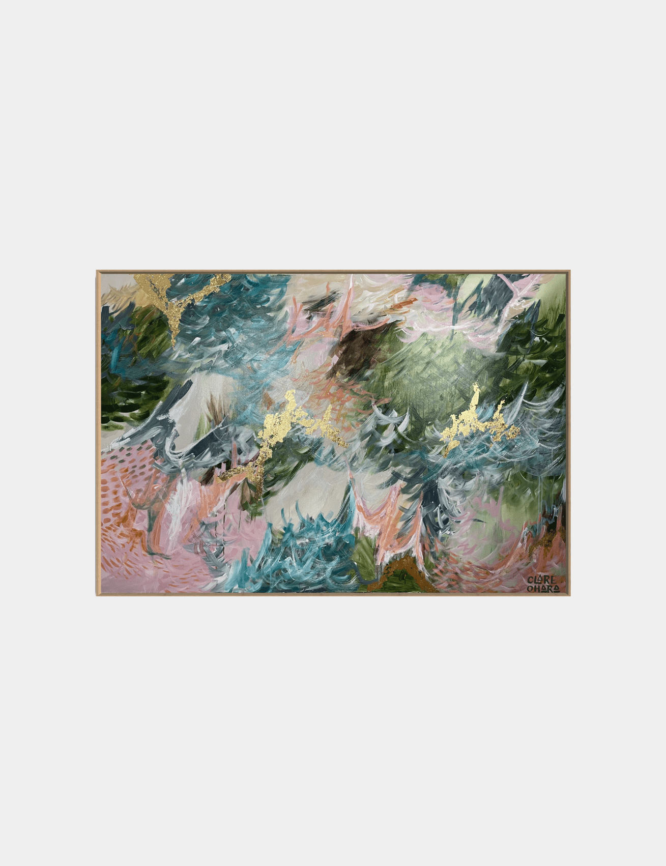 Greens and Peaches - Original -Clare O'Hara Australian Contemporary Artist - Art to Make You Smile