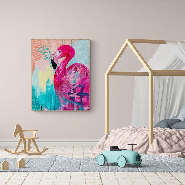 Florence The Flamingo - Clare O'Hara Australian Contemporary Artist - Art to Make You Smile