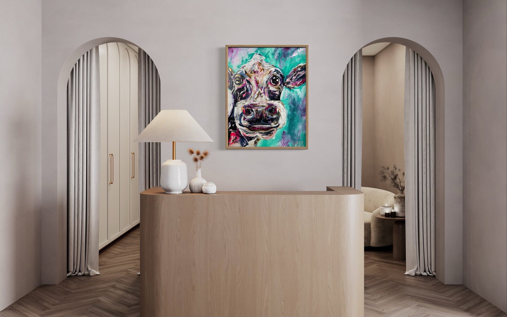 Carrie The Cow - Original -Clare O'Hara Australian Contemporary Artist - Art to Make You Smile