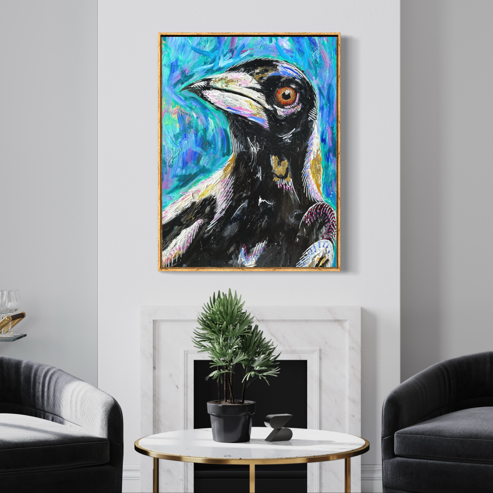 Maggie The Magpie- Clare O'Hara Australian Contemporary Artist - Art to Make You Smile