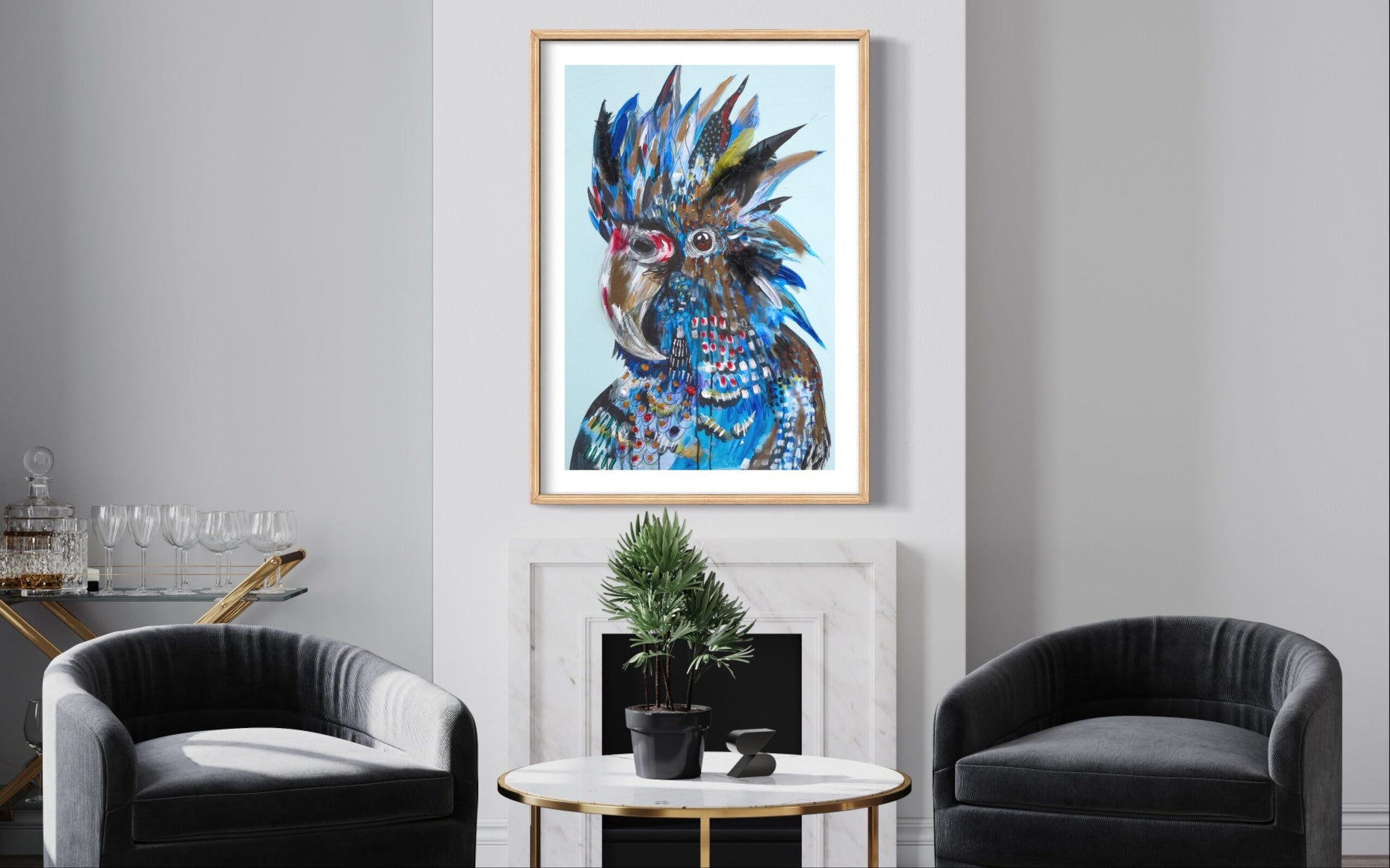 Blue The Cockatoo - Clare O'Hara Australian Contemporary Artist - Art to Make You Smile