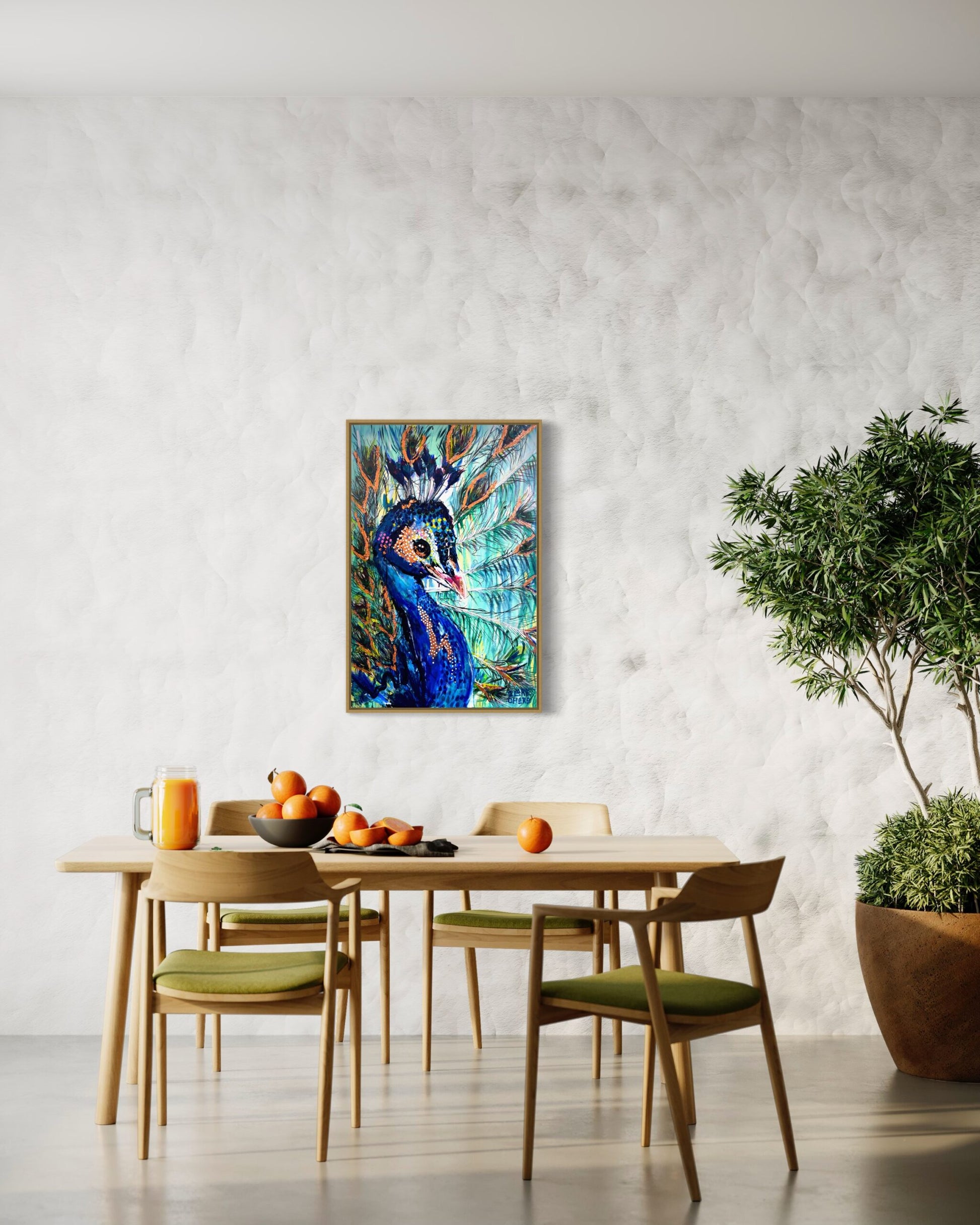 Pippa The Peacock -Clare O'Hara Australian Contemporary Artist - Art to Make You Smile