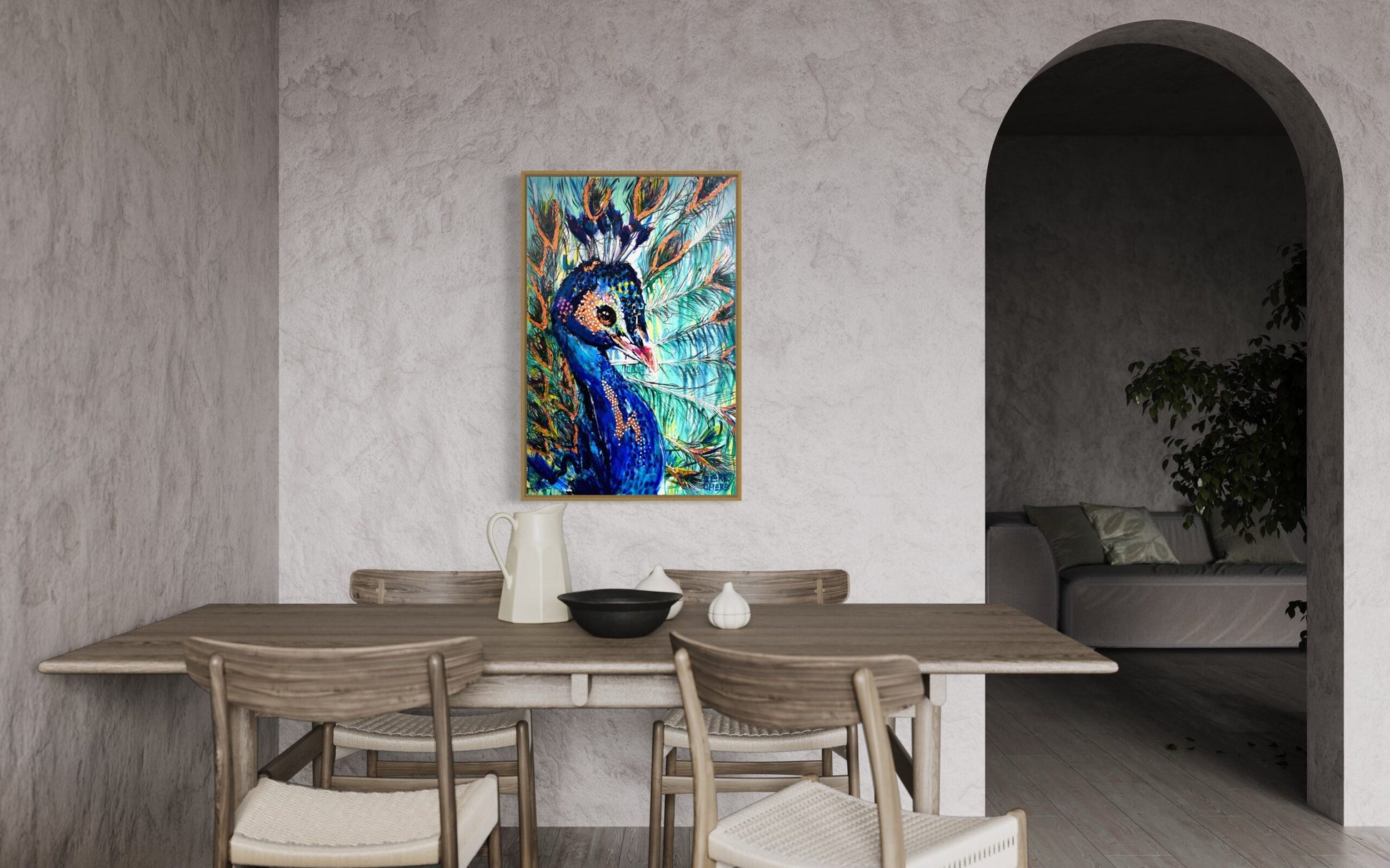 Pippa The Peacock -Clare O'Hara Australian Contemporary Artist - Art to Make You Smile