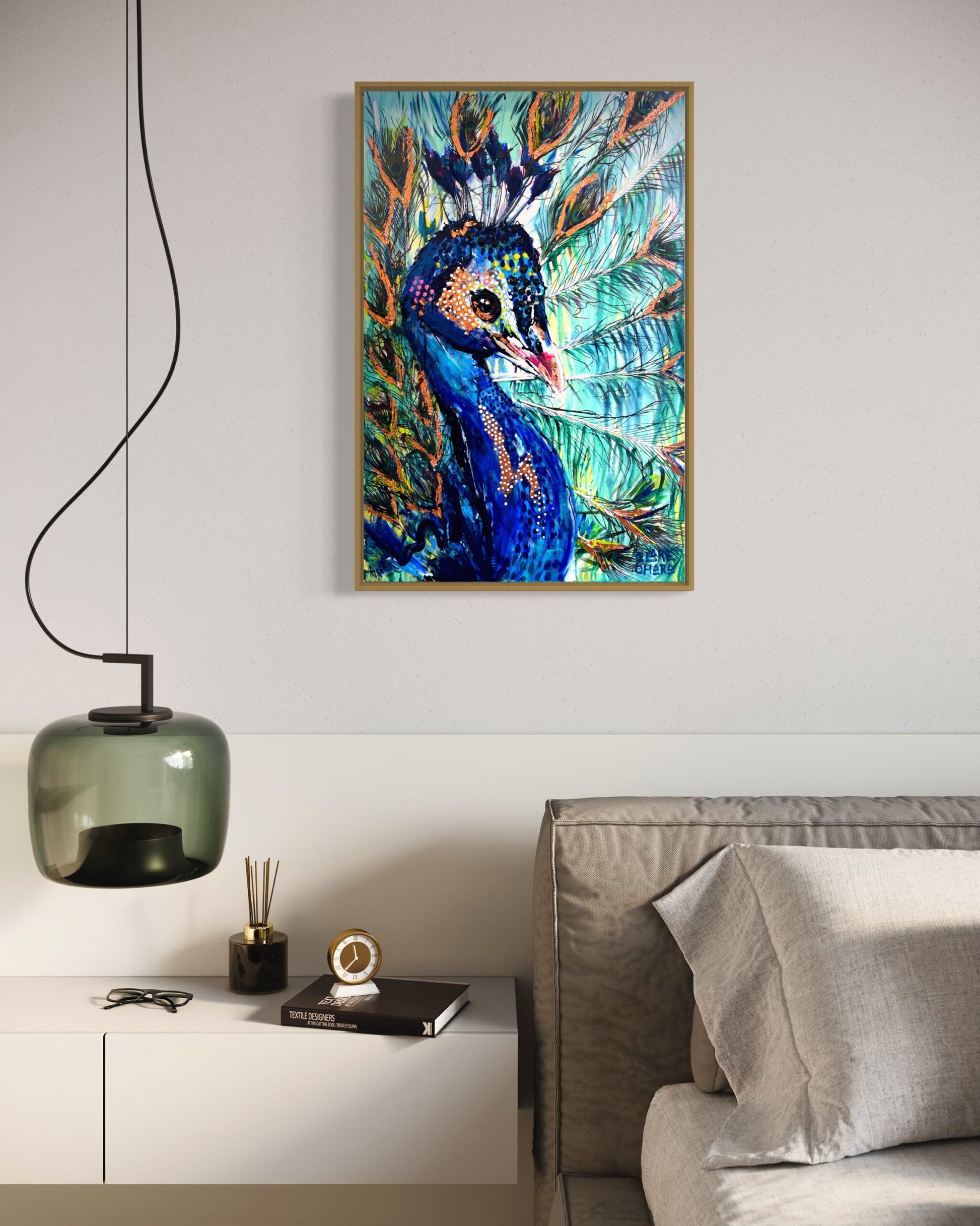 Pippa The Peacock -Clare O'Hara Australian Contemporary Artist - Art to Make You Smile