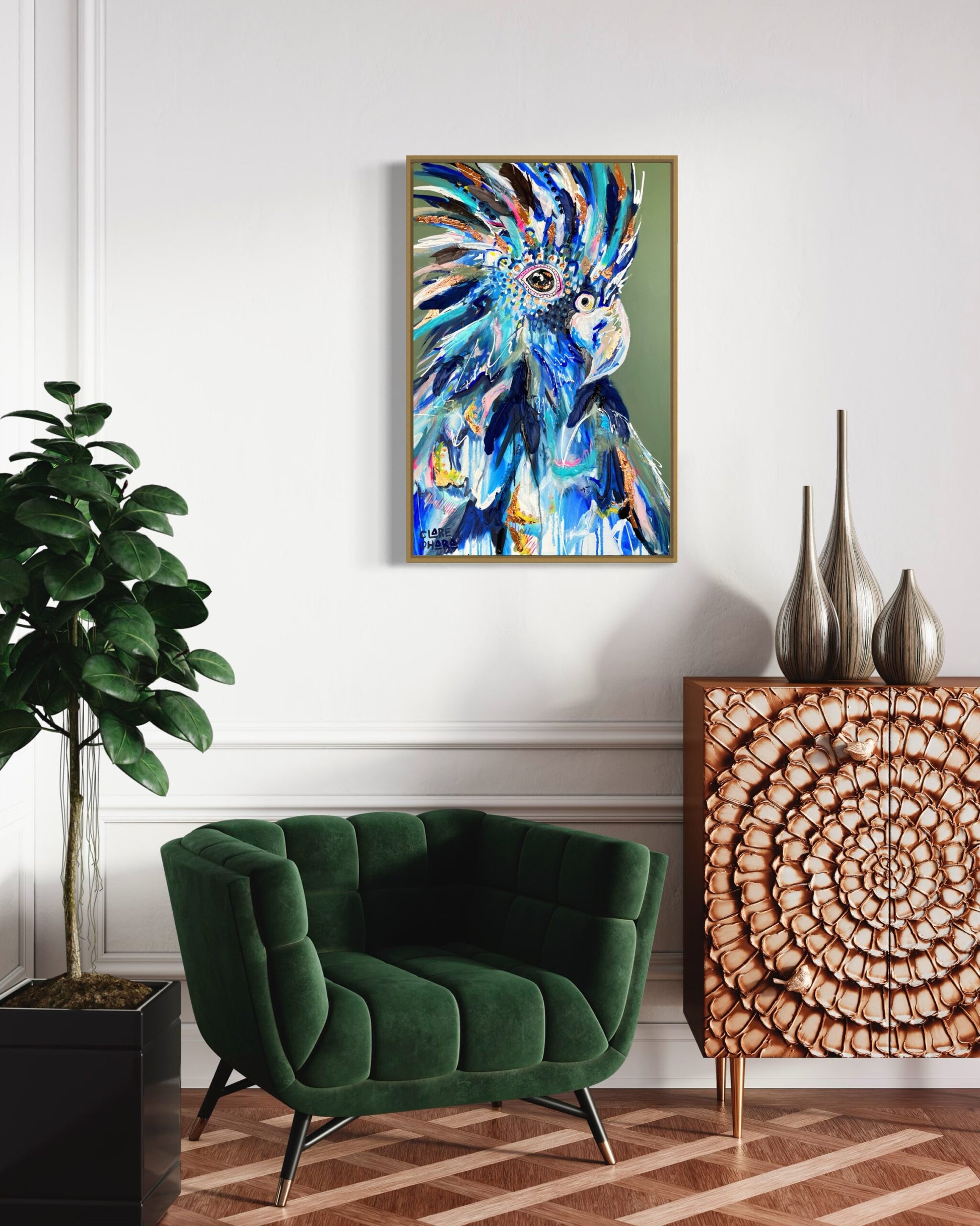 Charlie The Cockatoo -Clare O'Hara Australian Contemporary Artist - Art to Make You Smile